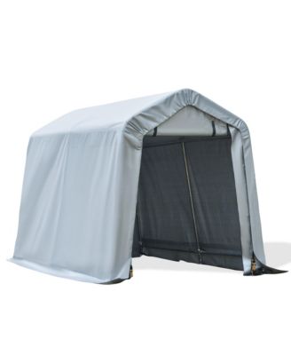6' x 8' Carport Portable Garage, Heavy Duty Storage Tent, Patio Storage Shelter w/ Anti-UV PE Cover and Double Zipper Doors, for Motorcycle Bike Garden Tools, Light Gray