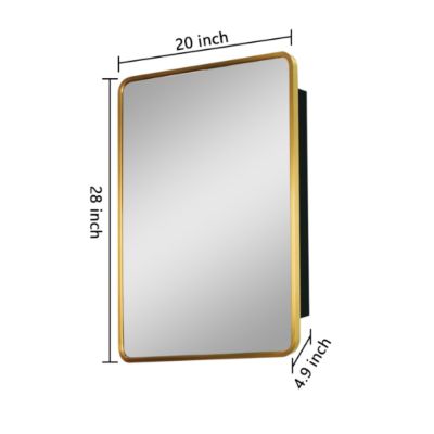 2028 inch Gold Metal Framed Wall mount or Recessed Bathroom Medicine Cabinet with Mirror