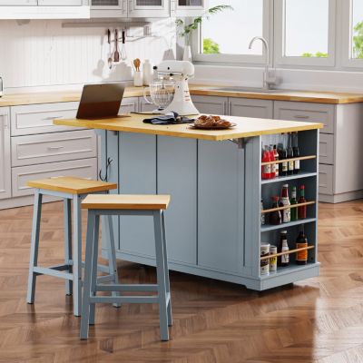 Large Kitchen Island with Power Outlet and Storage