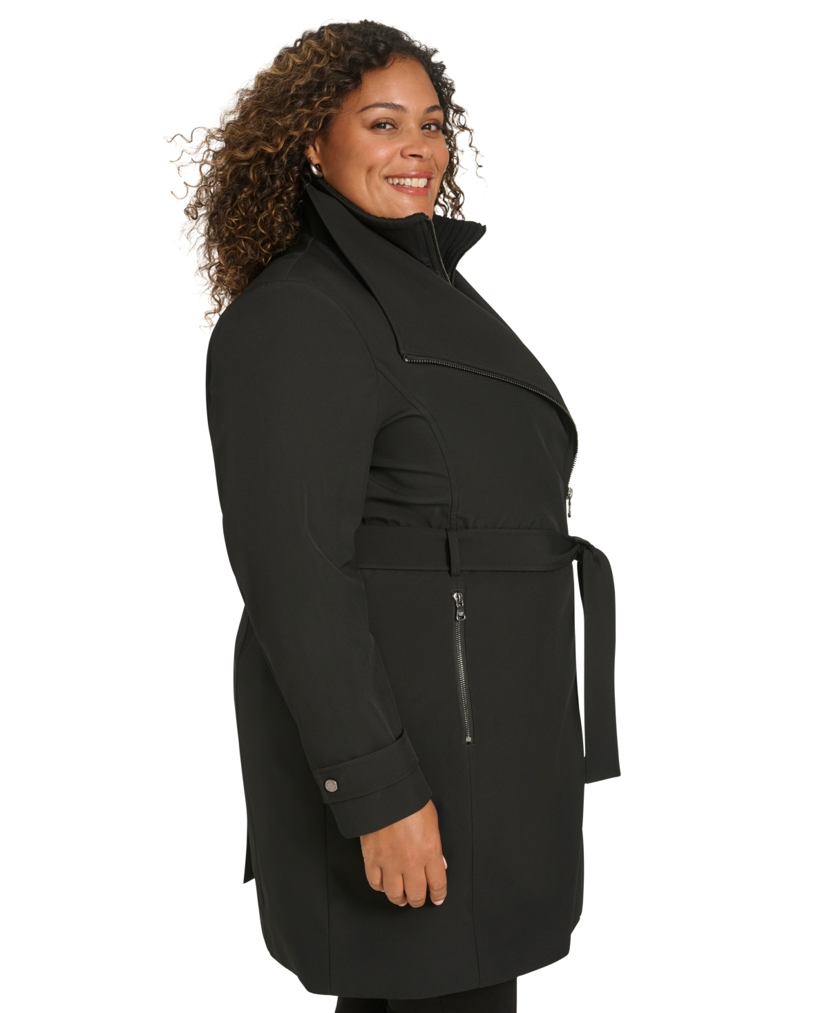 Calvin Klein Plus Size Belted Long-Sleeve Wrap Coat, Created for Macy's