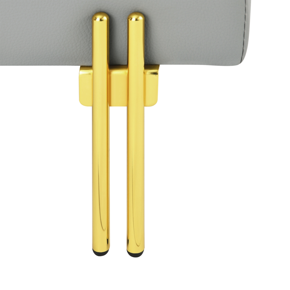 22 inches Anti-scratch Leather Storage Ottoman, Pet Friendly Entryway Bench with Golden Stainless Steel Legs, Gray