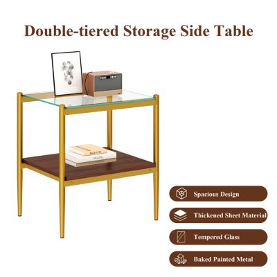 Modern Rectangle Glass End Table Set (2
