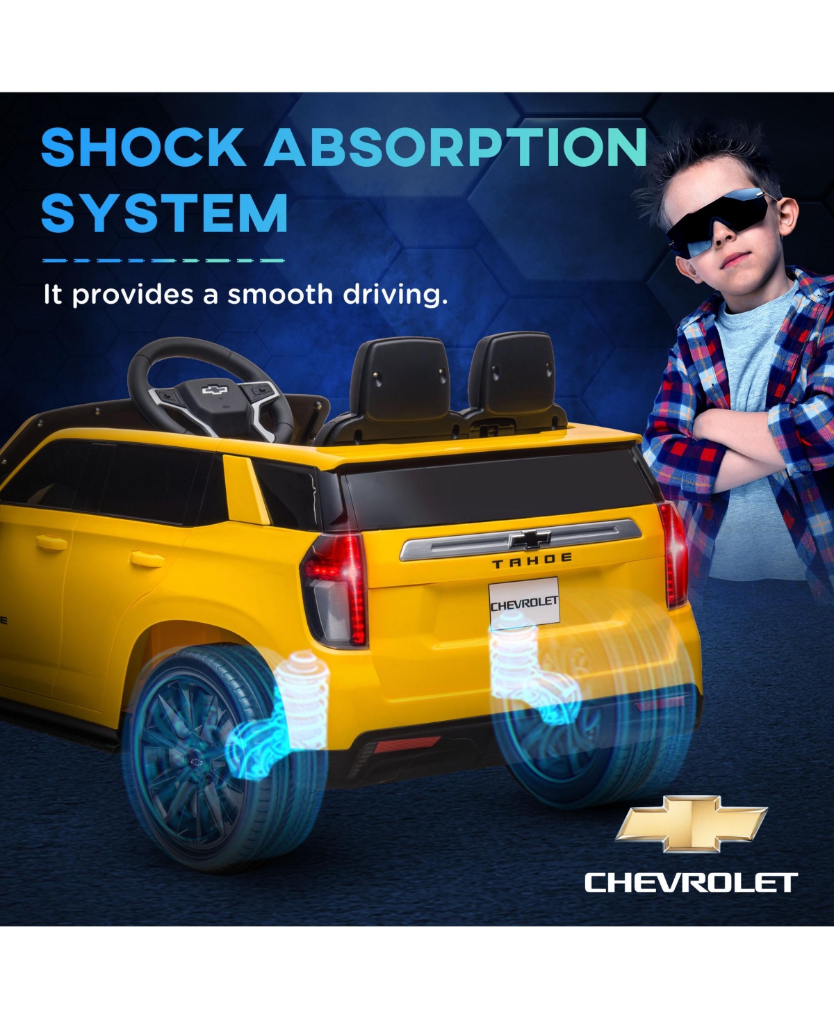Streamdale Furniture Chevrolet Tahoe Licensed Kids Ride on Car, 12V Battery Powered Kids Electric Car with Remote Control, 4-wheeler Suspension, Music