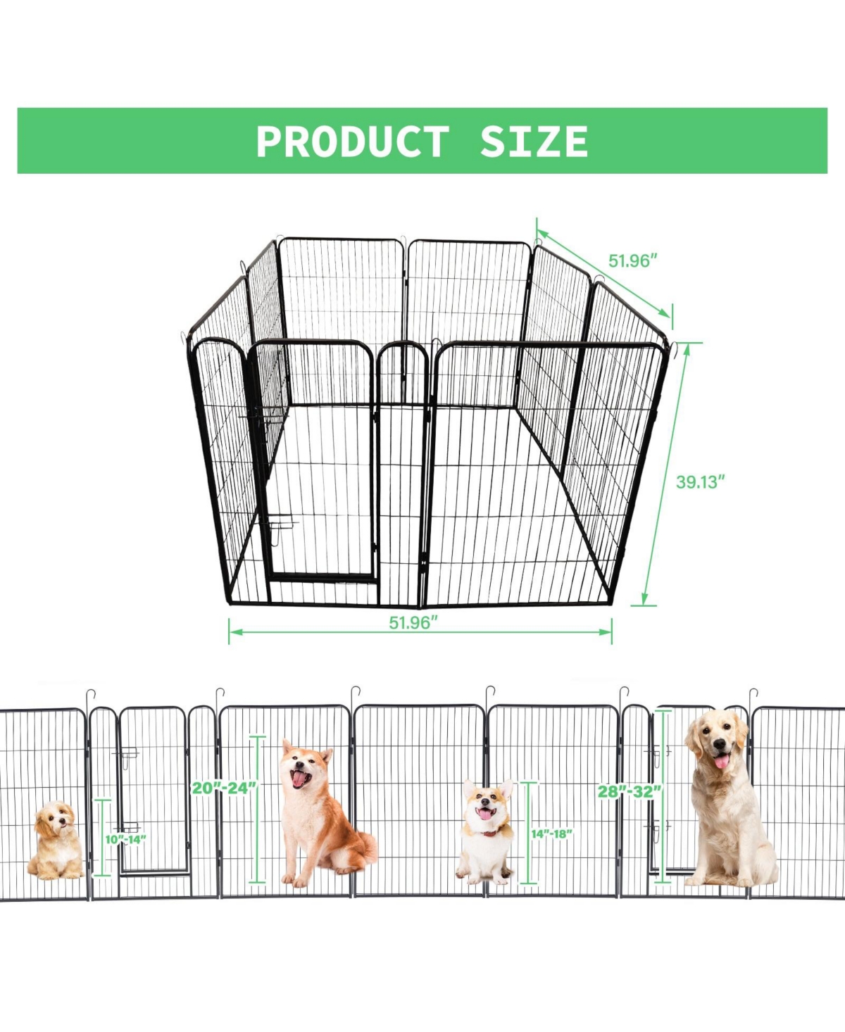 Flynama Metal Pet Playpen 39.13-in x 21.98-Metal Indoor/Outdoor Playpen - Black