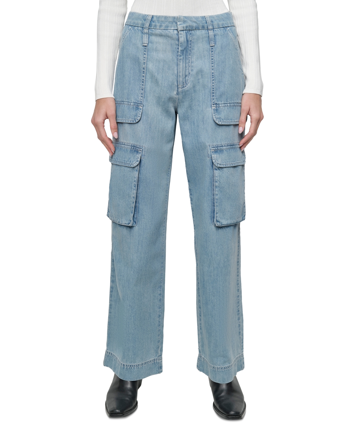 DKNY JEANS WOMEN'S WIDE-LEG UTILITY POCKET CARGO JEANS 
