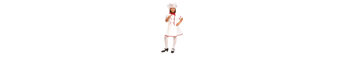Dress Up America Chef Dress, Scarf & Hat Costume Set - Kids Girls