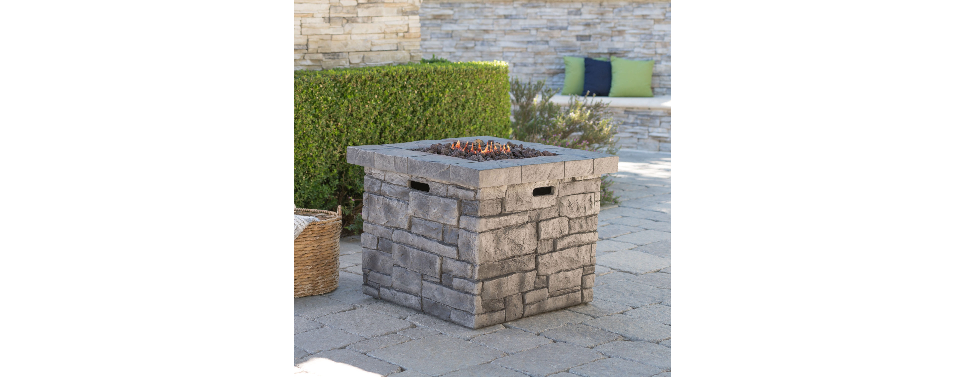 30" Outdoor Square Mgo Propane Fire Pit - 40,000 Btu, Grey