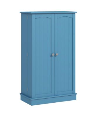 41" Kitchen Pantry Storage Cabinet, Freestanding Kitchen Cabinet with 12 Door Shelves, Double Doors, 5-tier Shelving and Adjustable Shelves, Blue