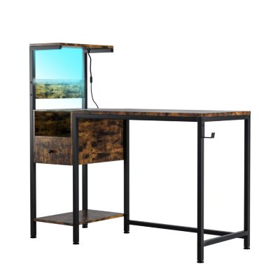 Brown Study Desk with Power & Storage