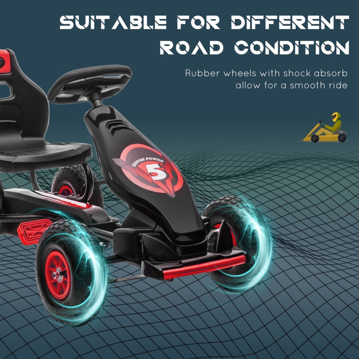 Streamdale Furniture Kids Pedal Go Kart Ride-on Toy with Ergonomic Comfort, Pedal Car with Tough, Wear-Resistant Tread, Go Cart Kids Car for Boys & Gi