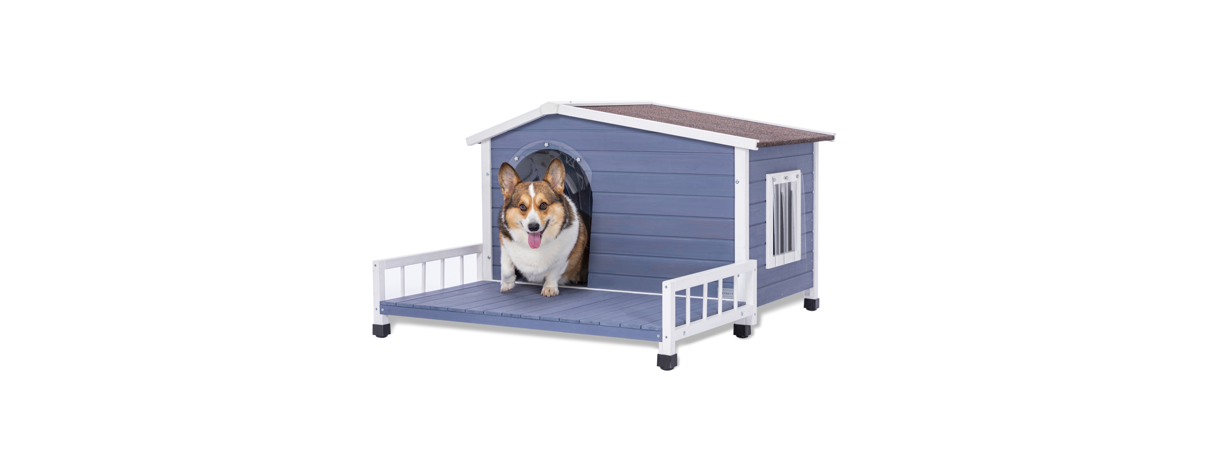 Streamdale Furniture Streamdale Large Wooden Dog House with Terrace and Waterproof Roof