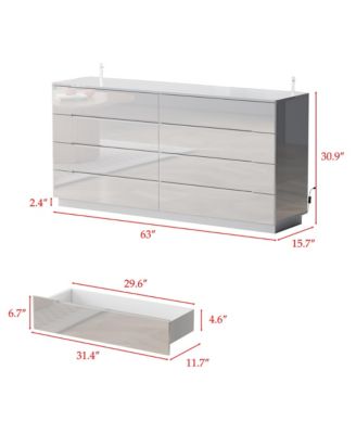 8-Drawer Wood LED Storage Organizer Chest of Drawers