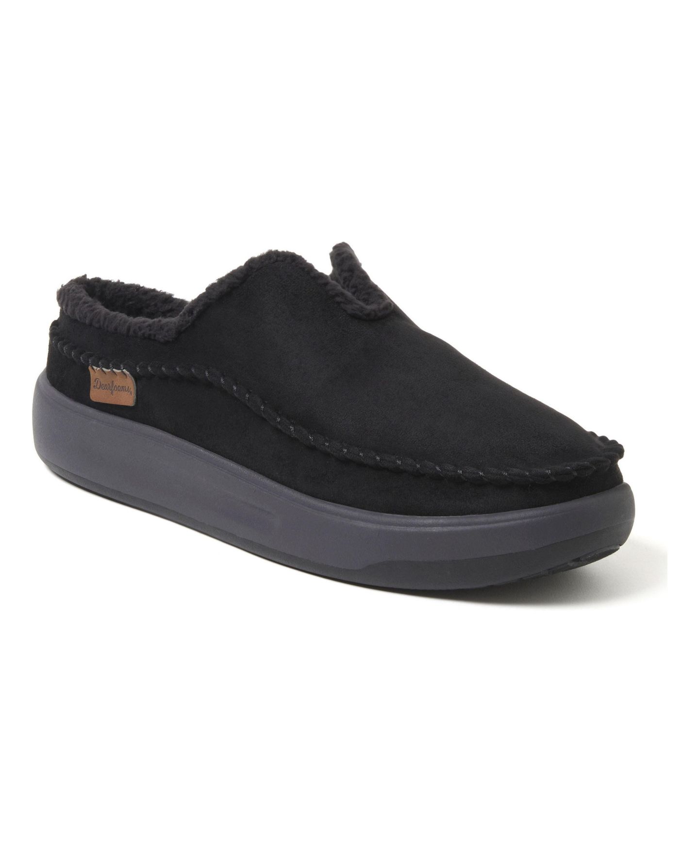 Мужские сабо Dearfoams Elm Energy Return Moccasin Toe Clog House Shoe Slipper, цвет: Чёрный — фото 1