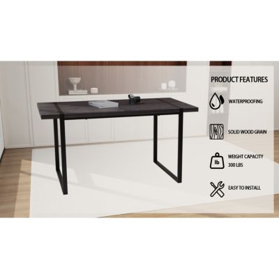 Streamdale 1 Pc MDF Dining Table, 59" Industrial Style with Metal Frame – Dining Room Furniture