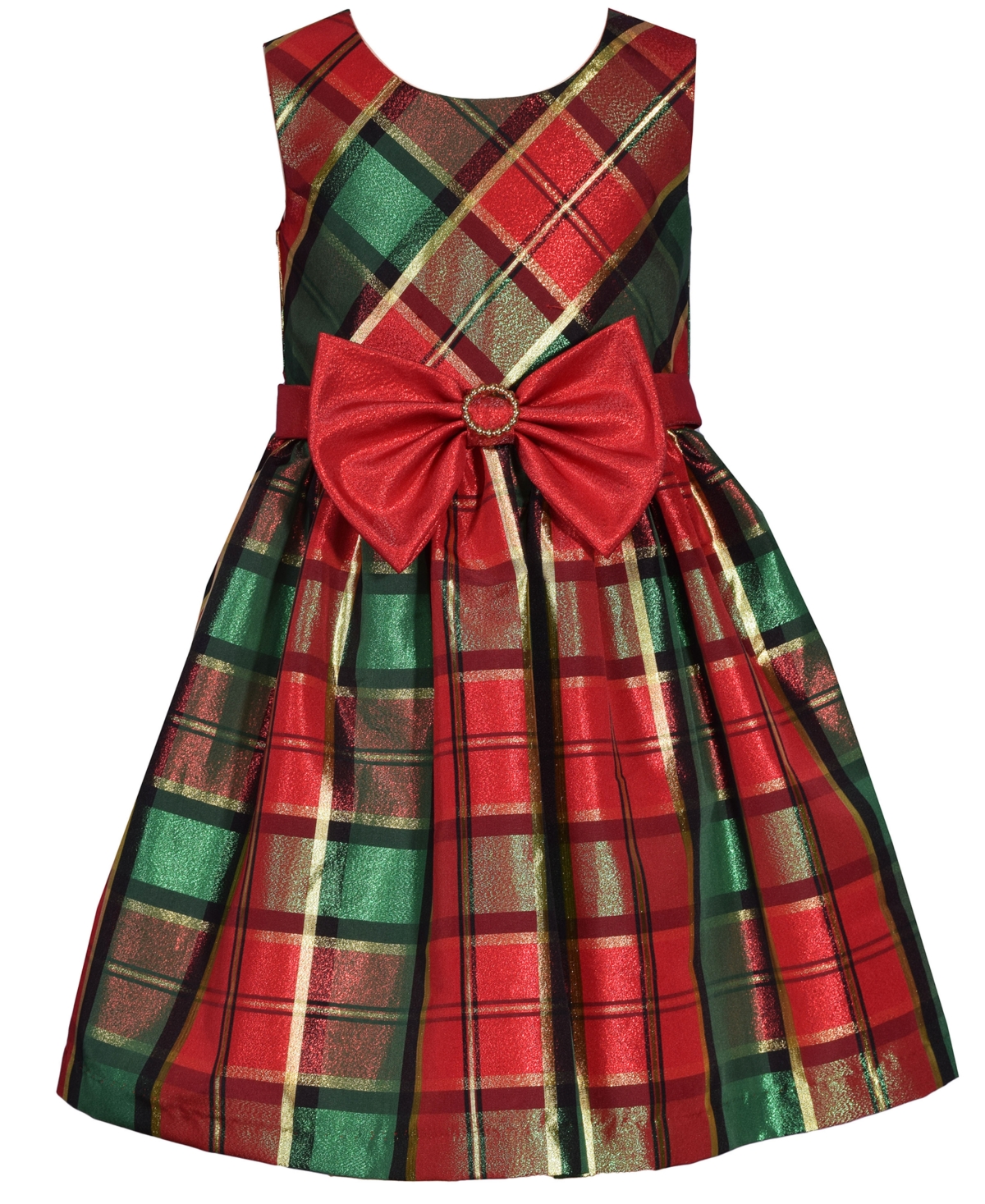 Bonnie Jean Little Girls Taffeta Plaid Dress with Velvet Cardigan, 2-Piece Set