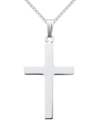 Macy's - Classic Polished Cross 18" Pendant Necklace in Sterling Silver