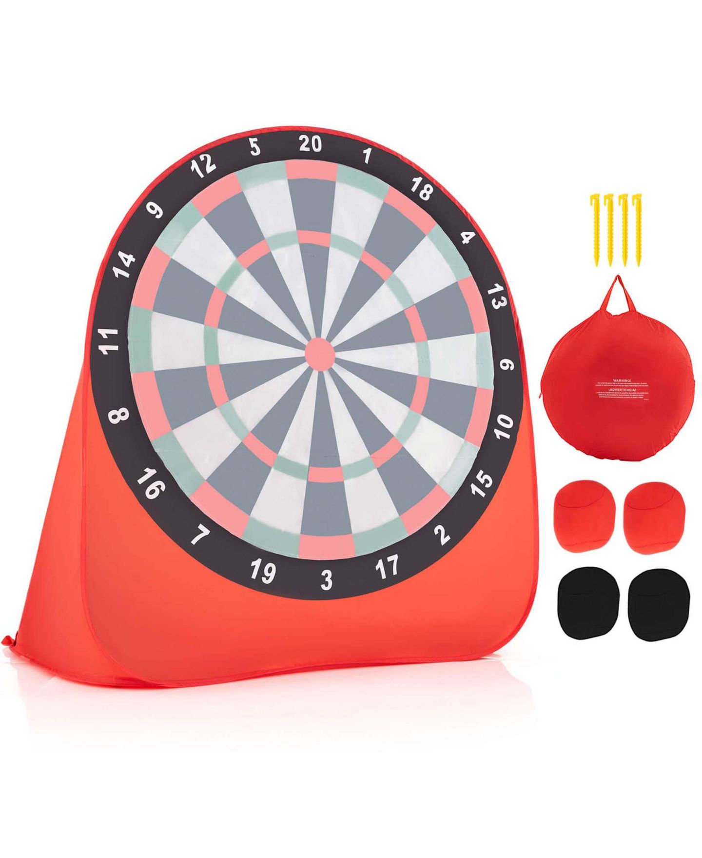 Детская игрушка Costway Giant Dart Board with 4 Kick Balls, Ages 6+, цвет: Красный — фото 10