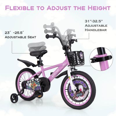 16" Kid s Bike for 4-7 with Height-Adjustable Handlebar & Saddle Handbrake