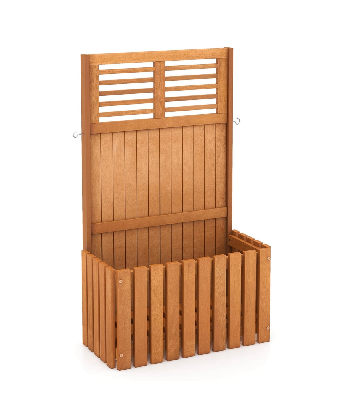 Costway 1 Pcs Wooden Plant Stand Raised Garden Bed with Trellis & Planter Box Privacy Screen