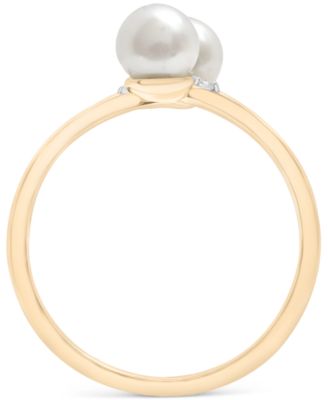 Cultured Freshwater Pearl (5mm) & Diamond Accent Bypass Ring in 10k Gold
