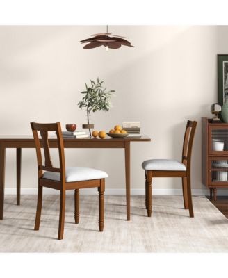 Set of 4 Upholstered Wooden Dining Chair w/ Seat Storage Space Brown