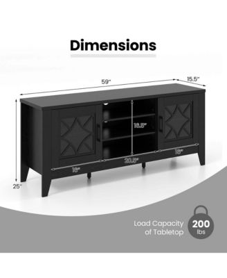 TV Stand for TVs up to 65" with 3-Position Adjustable Shelves Tempered Glass Doors