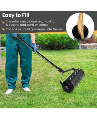 18" Manual Lawn Aerator Grass Aeration Tool Filled with Sand or Stone with Handle