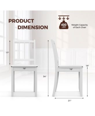 Wood Dining Chair Set of 2 with Rubber Wood Legs Curved Backrest for Kitchen