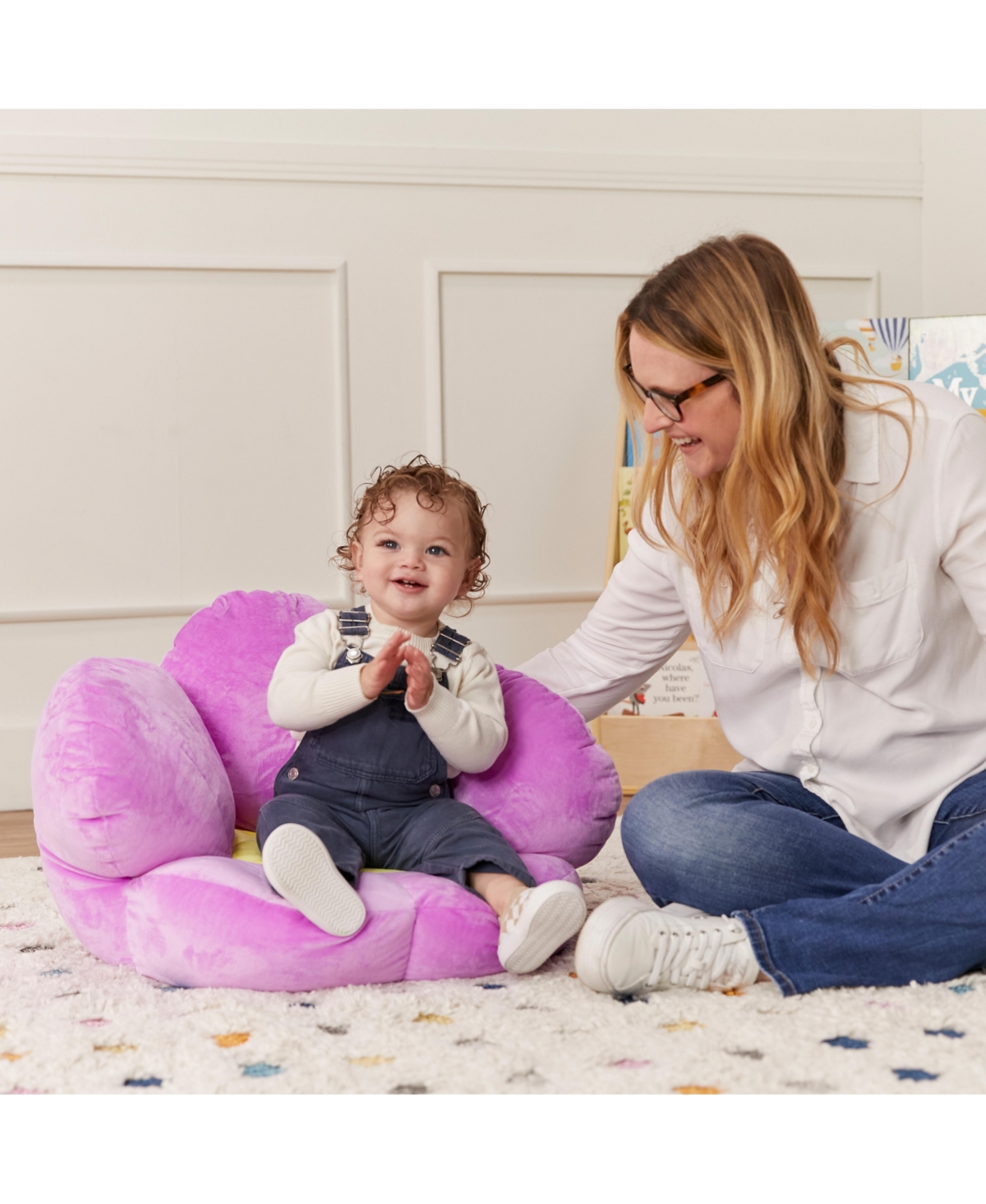 ECR4Kids SoftZone Flower Cozy Cushion,- Bright purple