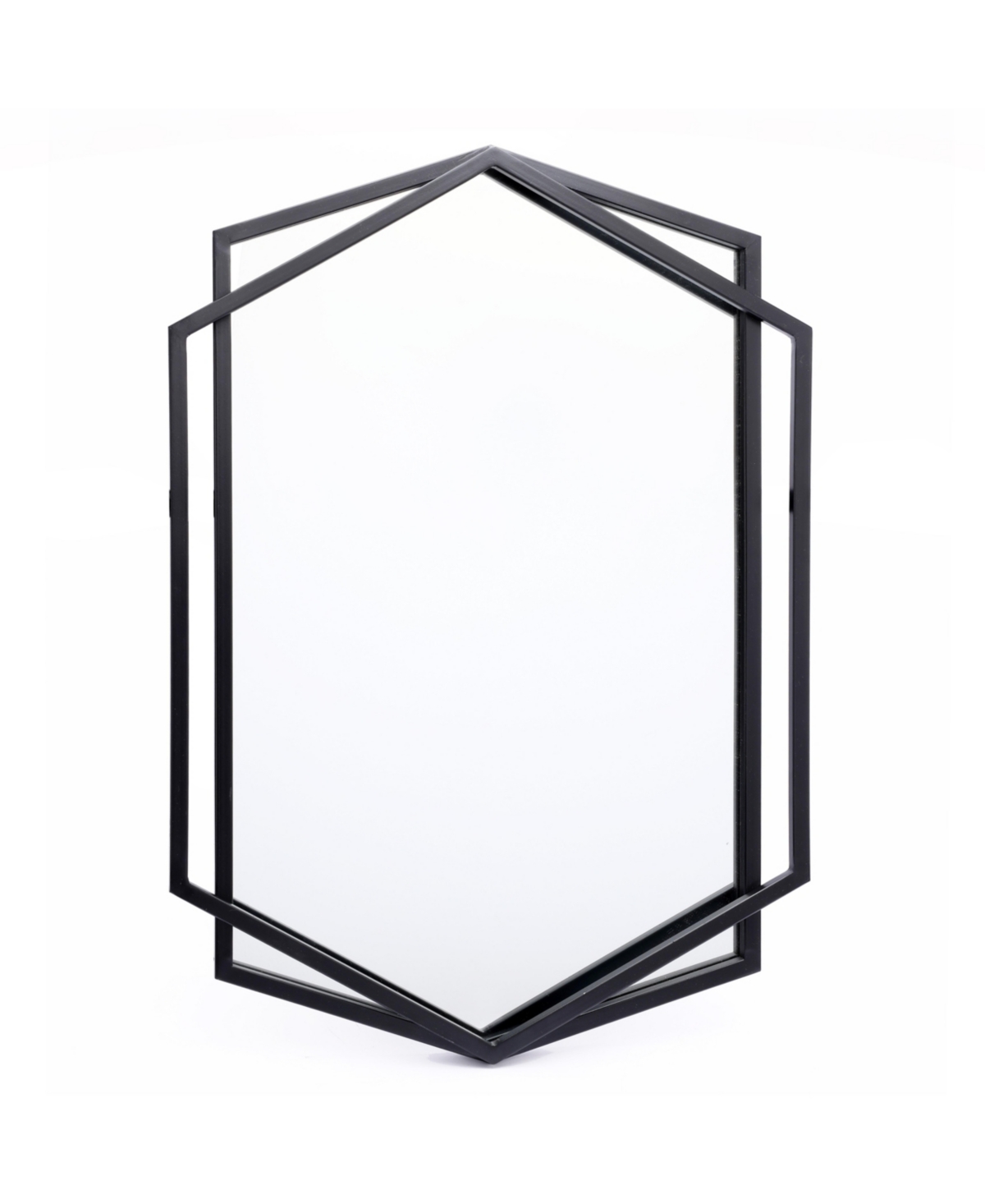 Luxenhome Black Metal Hexagon Frame Wall Accent Mirror