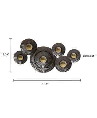 41.3-In Wide Brown and Gold Metal Abstract Flower Wall Decor