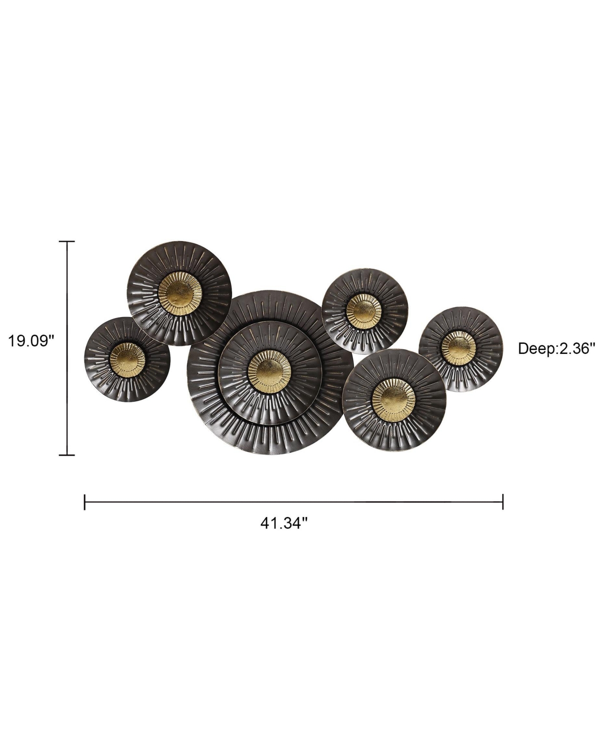 LuxenHome 41.3-In Wideand Gold Metal Abstract Flower Wall Decor - Brown