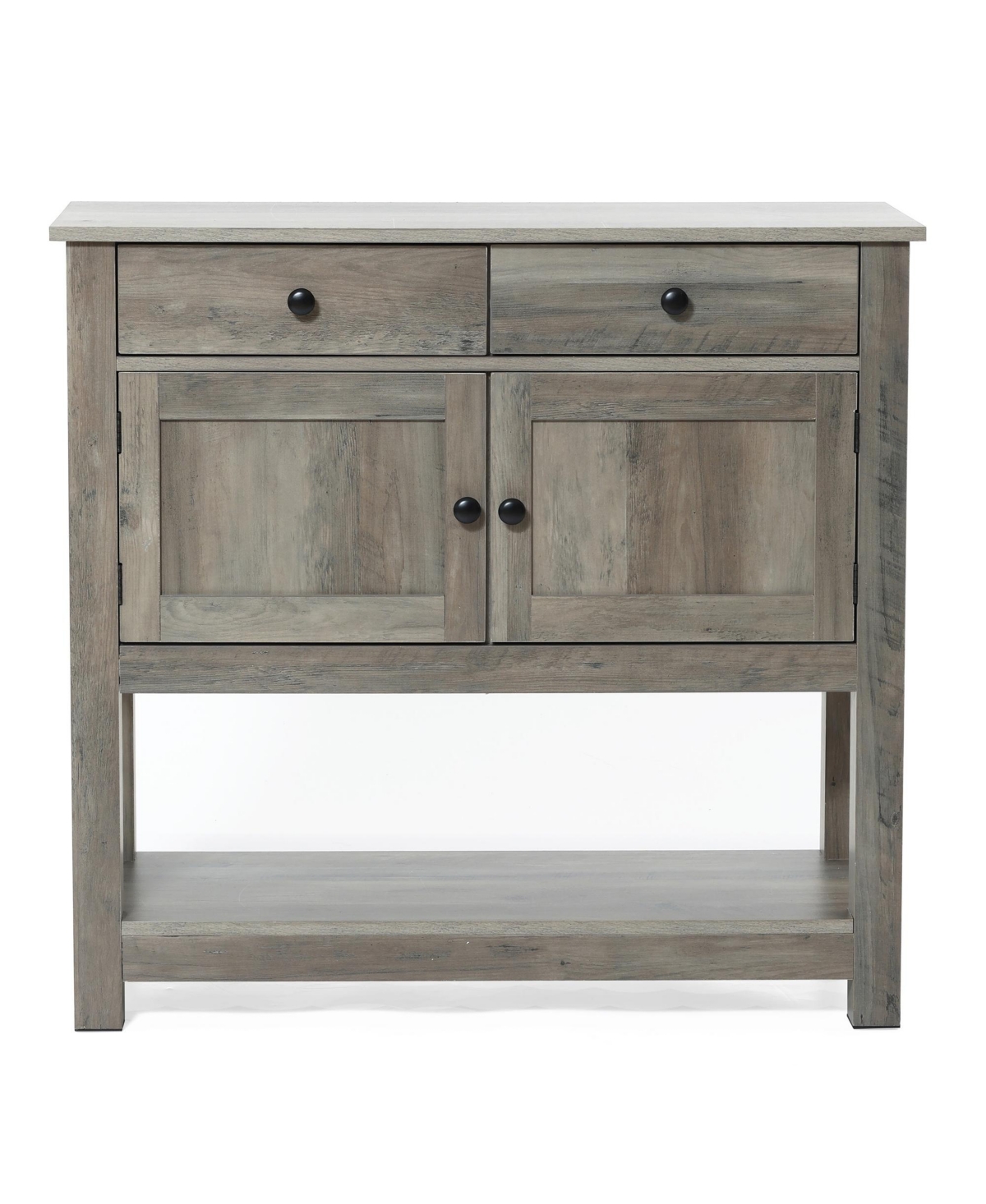 Luxenhome 35.43" Wide Server 2-drawer 2-door Buffet Storage Cabinet In Gray,brown,black