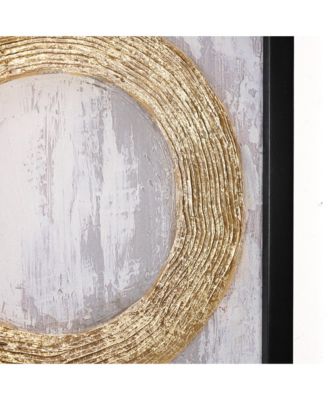 2-Piece Gold and Brown Metal with Black Rectangle Frame Wall Decor Set