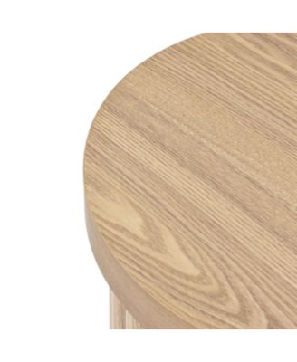 Wood Fluted Round Side Table Mid Century Modern Small End Table for Small Spaces