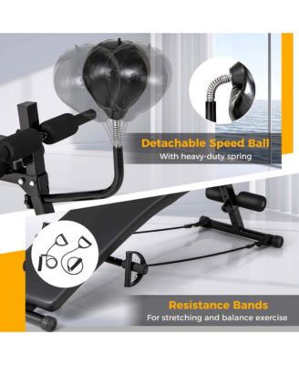 Adjustable Decline Sit-Up Bench for Home Gym with Speed Ball and Resistance Bands
