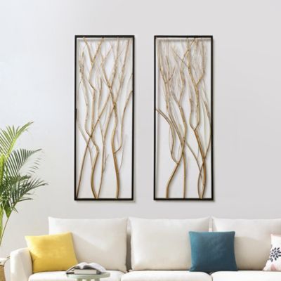 Gold Metal Branch Wall Decor, Set of 2