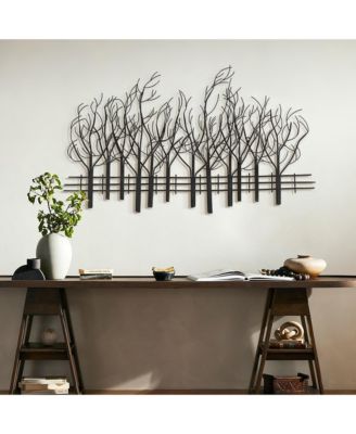 Snowy Black Metal Field of Trees Wall Decor