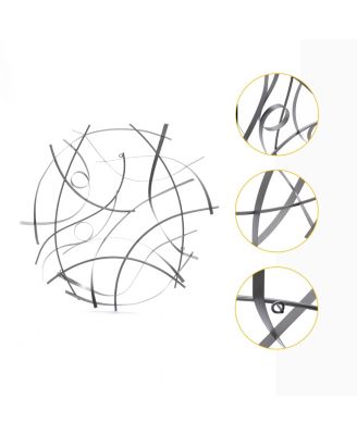 Silver and Gray Abstract Round Metal Wall Decor