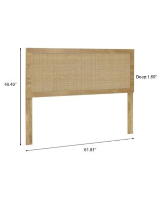 Natural Finish Rubberwood with Rattan Panel Headboard, Queen