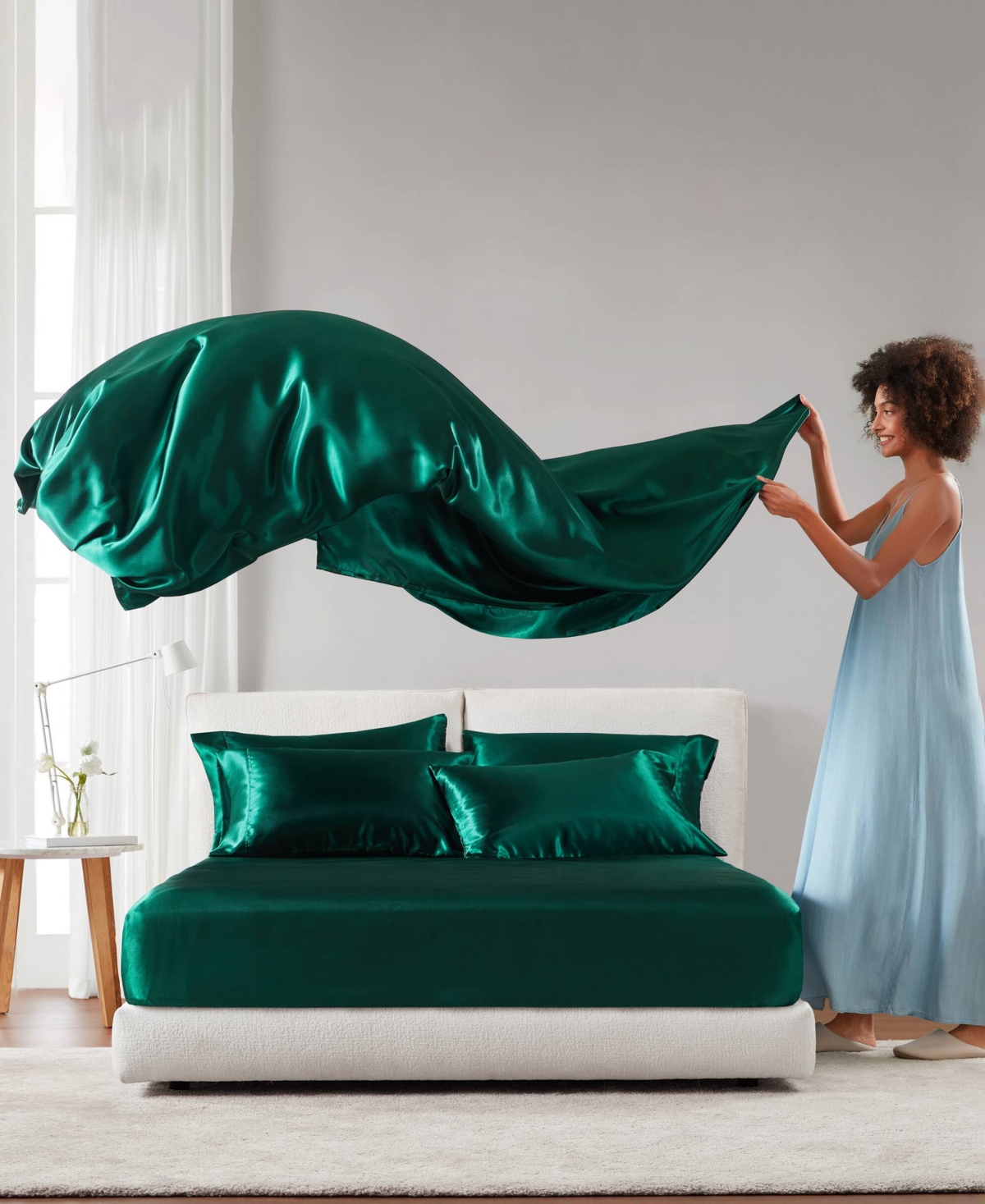 Madison Park Essentials Satin 4-pc. Sheet Set, Twin In Emerald