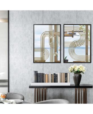 Set of 2 Modern Iron Loops Rectangular Accent Wall Mirrors