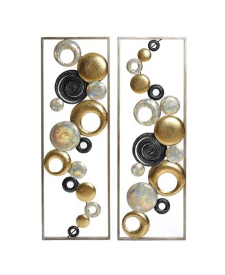 LuxenHome Set of 2 Modern Multi-Color Abstract Metal Wall Decor Panels ...