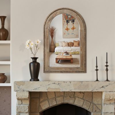 39-Inch Wood Framed Arch Wall Mirror Accent Vanity Mirror Hanging Decor Large Wall Mounted Mirror