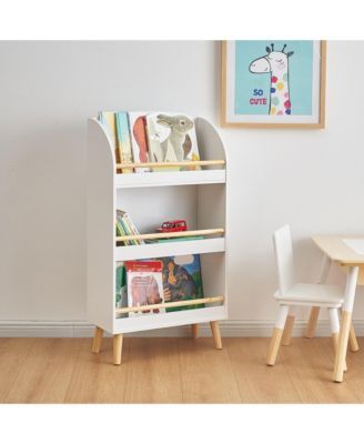 Children's Multi-Functional 3-Shelf Bookcase Toy Storage Bin, White