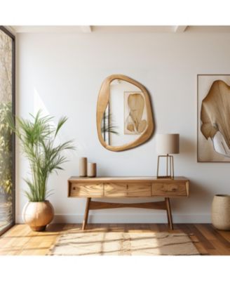 Freeform Pine Wood Frame Oblong Wall Mirror