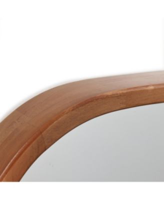 Natural Rubberwood Frame Rounded Rectangle Wall Mirror