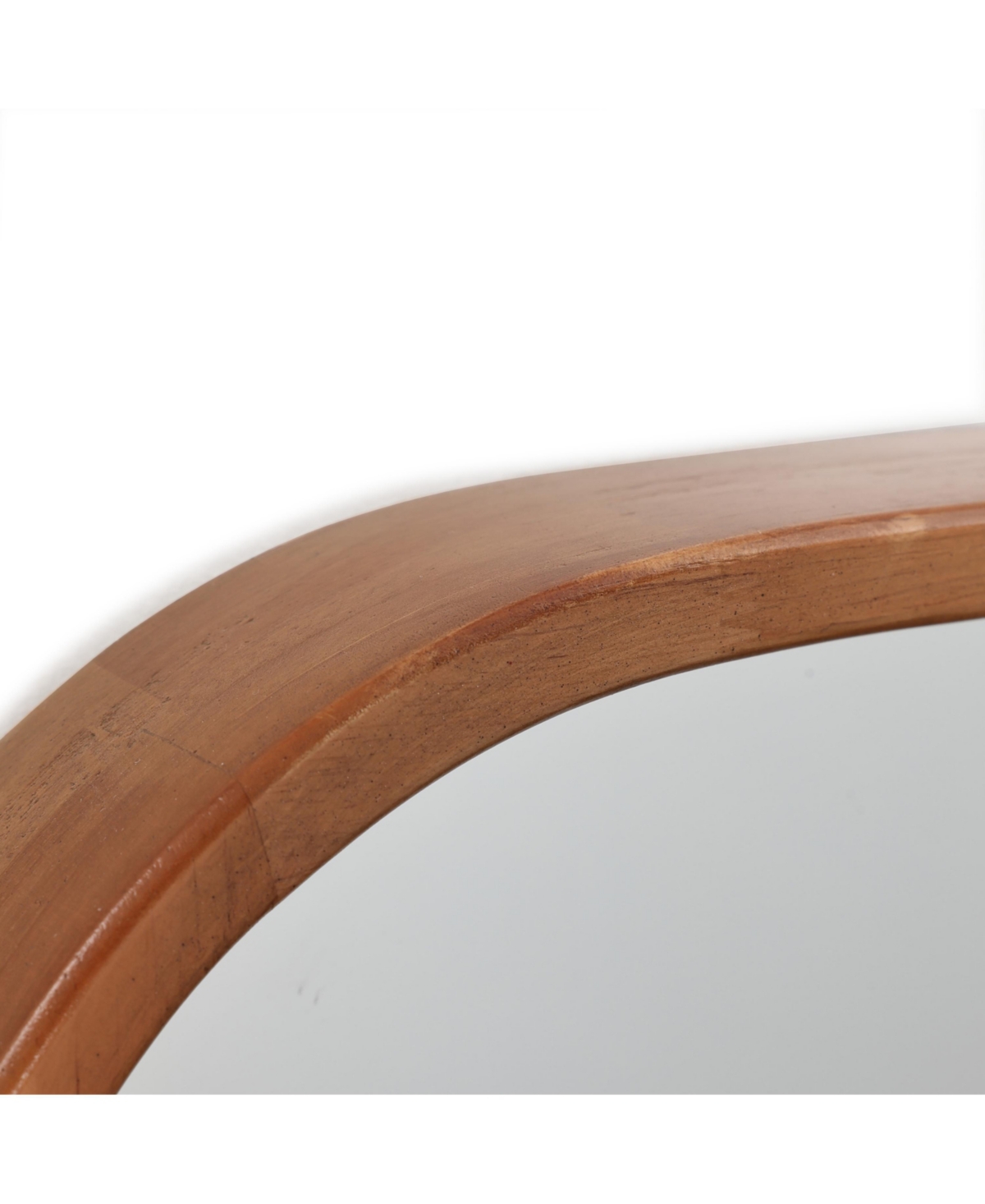 Luxenhome Natural Rubberwood Frame Rounded Rectangle Wall Mirror In Brown