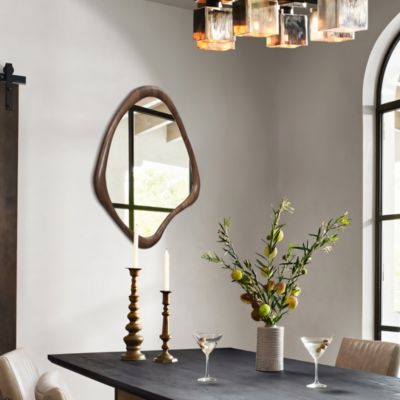 Brown Wood Frame Decorative Wall Mirror