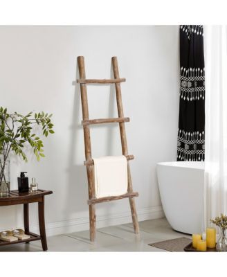 Solid Wood Natural 4-Rung 59-Inch Tall Blanket Ladder